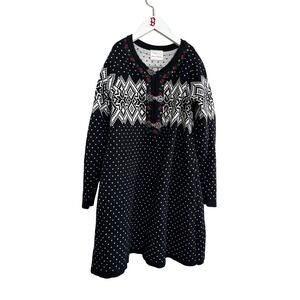 Hanna Andersson Kids Dress Size 8 130cm Black Nordic Fair Isle Rose Cloak Clasp*